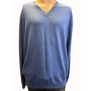 Jos A Bank Traveler Mens Blue V Neck Knit Sweater Size XL SKU 6678